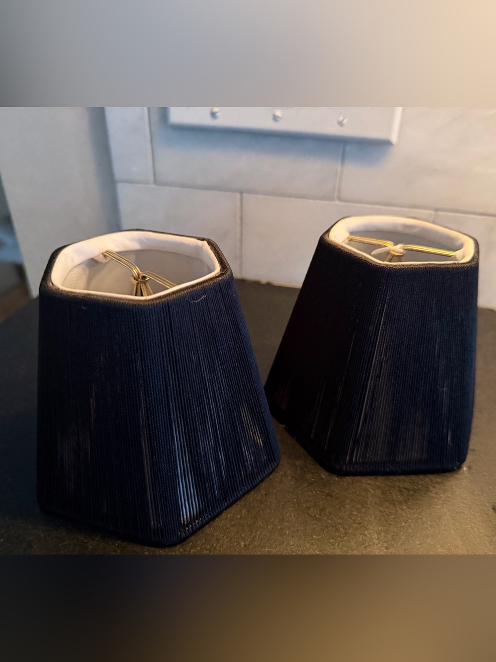 Set of 2 Black Silk Strings Chandelier Lamp Shade Lamp